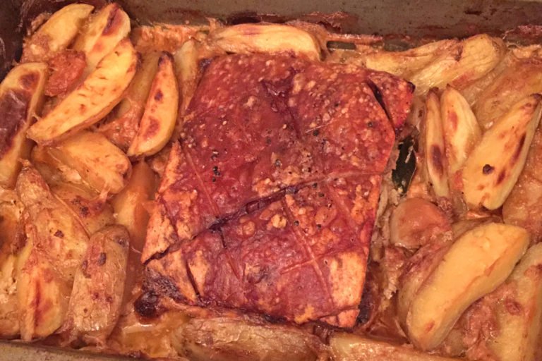 Pork belly baked in milk
