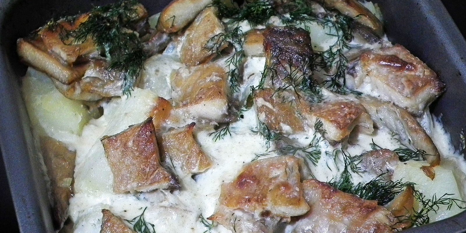 Smoked mackerel and potato bake