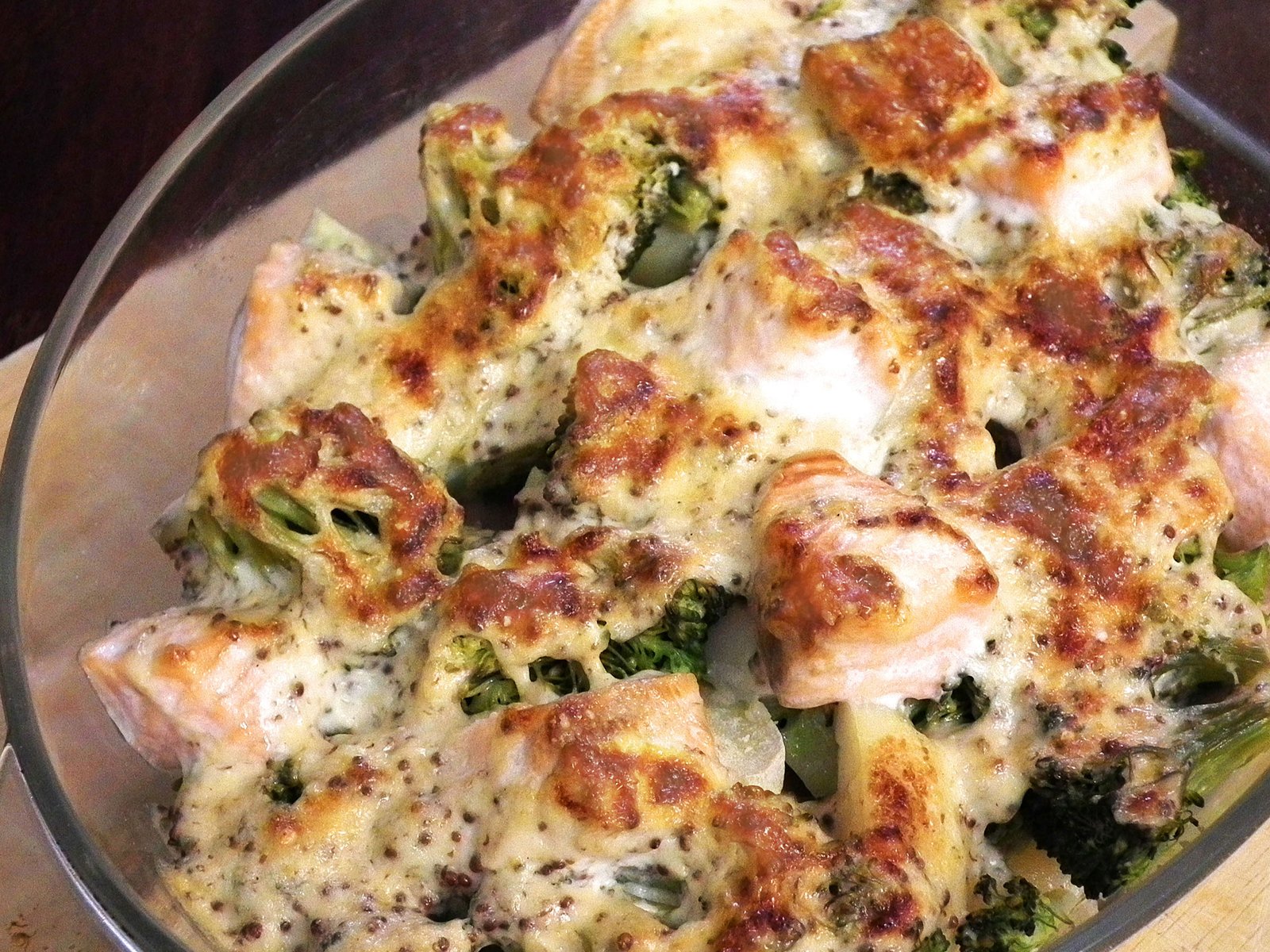 salmon and broccoli potato bake