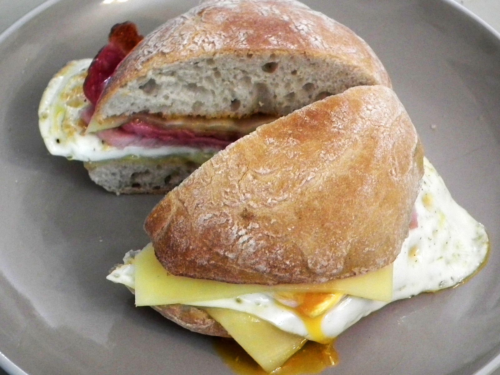 Bacon, egg and cheese ciabatta